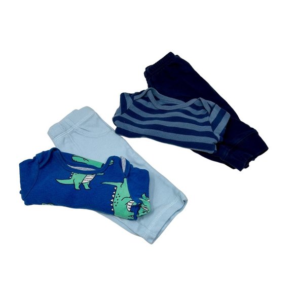 2 Baby Boy's Outfits - Sweatpants - Navy Blue & Light Blue - & 2 Long Sleeve Bod - Picture 1 of 7